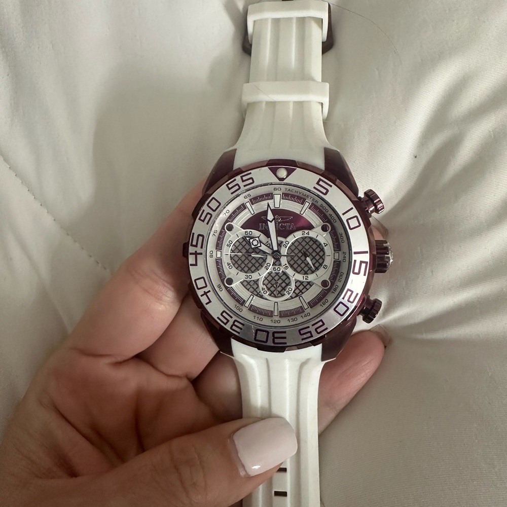 Invicta White and Silver Watch